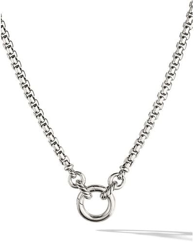 David Yurman Sterling Silver Smooth Amulet Vehicle Box Chain Necklace - Metallic
