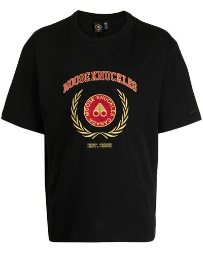 Moose Knuckles T-shirt en coton à logo imprimé - Noir