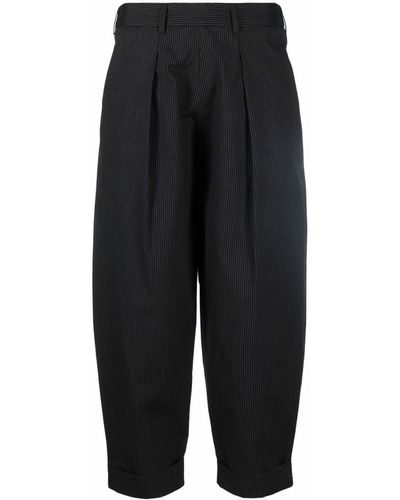 Societe Anonyme Stripe-print Cropped Trousers - Grey