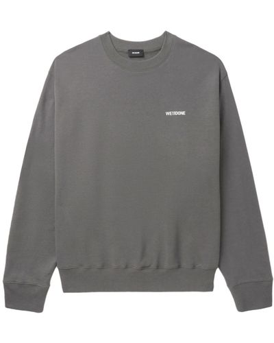we11done Mini Logo-print Cotton Sweatshirt - Grey