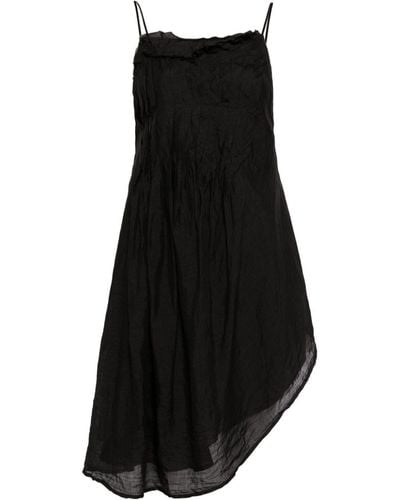 Marc Le Bihan Crinkled Asymmetric Silk Minidress - Black