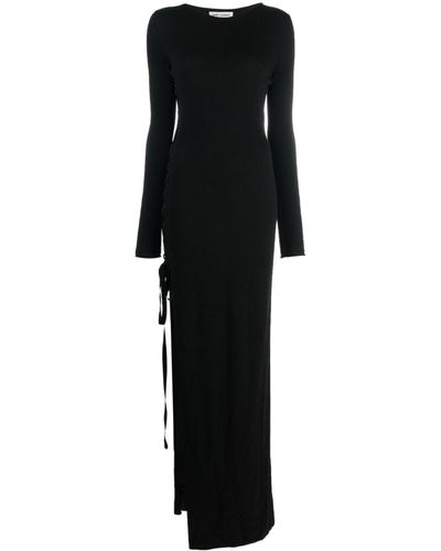 Saint Laurent Maxi-jurk Met Zijsplit - Zwart