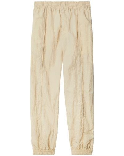 Burberry Crinkled Wide-leg Track Trousers - Natural