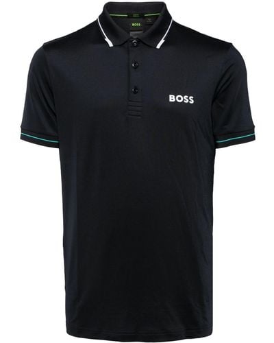 BOSS Polo con logo estampado - Negro