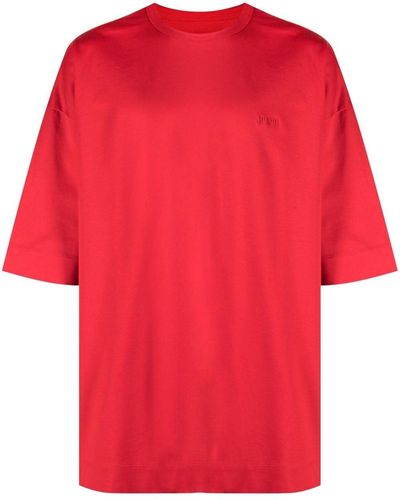 Juun.J T-shirt imprimé à logo brodé - Rouge