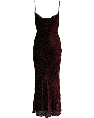 Saint Laurent Zebra-print Devoré-effect Dress - Purple