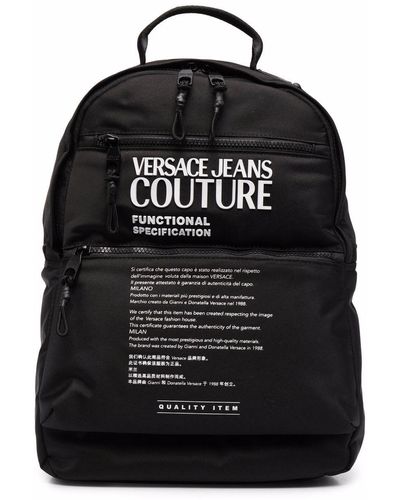 Versace Logo-print Zip-up Backpack - Black