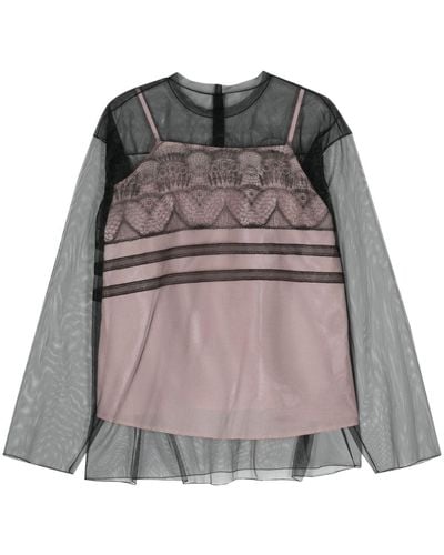 Sofie D'Hoore Boise Embroidered-motif Tulle Blouse - Gray
