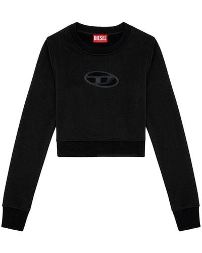 DIESEL Cut-out Logo Cropped Sweatshirt - Black