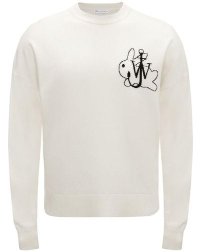 JW Anderson Logo-embroidered Crew-neck Sweater - White