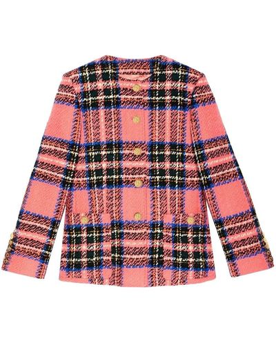 Gucci Checked Wool-blend Bouclé Jacket - Red