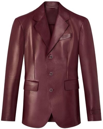Versace Single-breasted Leather Blazer - Purple