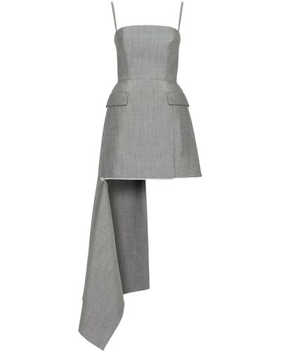 Alexander McQueen Draped Wool Minidress - Grey