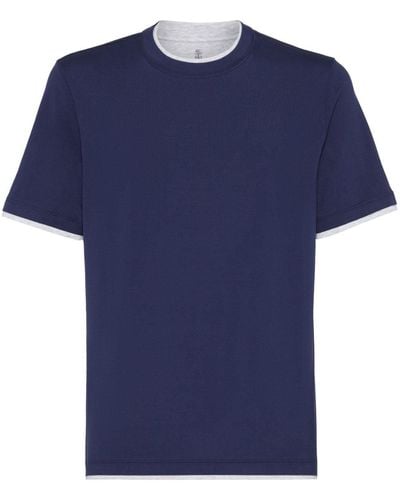 Brunello Cucinelli Camiseta con efecto a capas - Azul
