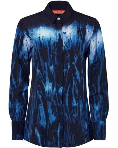 Altuzarra Chika Shibori-print Silk Shirt - Blue