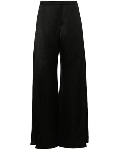 Ralph Lauren Collection Satin Wide-leg Trousers - Black