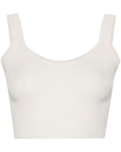 Ermanno Scervino Ribbed Cropped Top - White