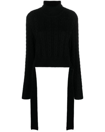 MM6 by Maison Martin Margiela Cable-knit Roll-neck Jumper - Black