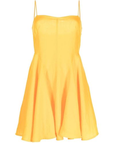 Three Graces London Linen Skater Dress - Yellow