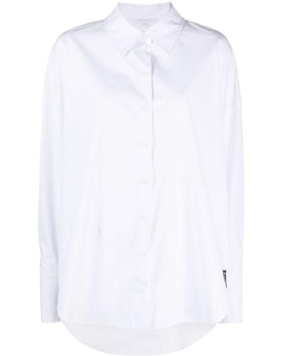 Patrizia Pepe Logo-patch Pointed-collar Cotton Shirt - White