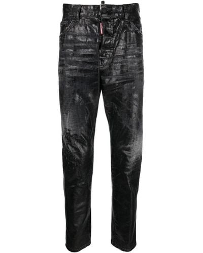 DSquared² Coated-finish Slim-fit Jeans - Grey