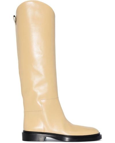 Jil Sander Neutral Knee-high Leather Boots - Women's - Calf Leather - White