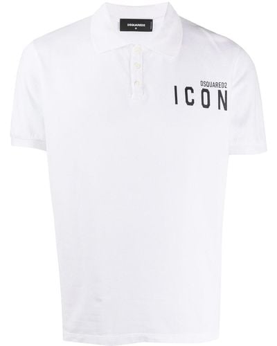 DSquared² Poloshirt mit "Icon"-Print - Weiß