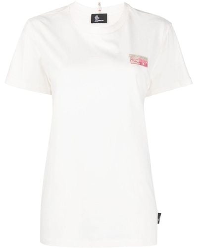 3 MONCLER GRENOBLE T-Shirt mit Logo-Stickerei - Weiß