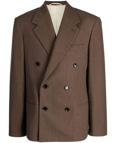 Lemaire Double-breasted Twill Blazer - Brown