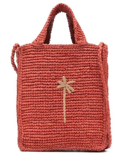 Manebí Woven-raffia Mini Bag - Red