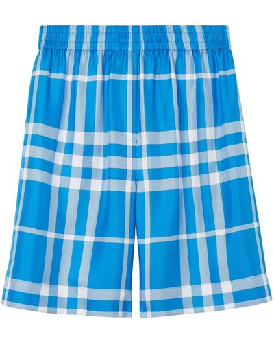 Burberry Shorts a quadri - Blu