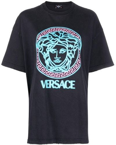 Versace Camiseta con bordado Medusa - Azul