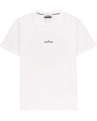 Stone Island Institutional One Print Short-sleeve T-shirt In Cotton Jersey - White