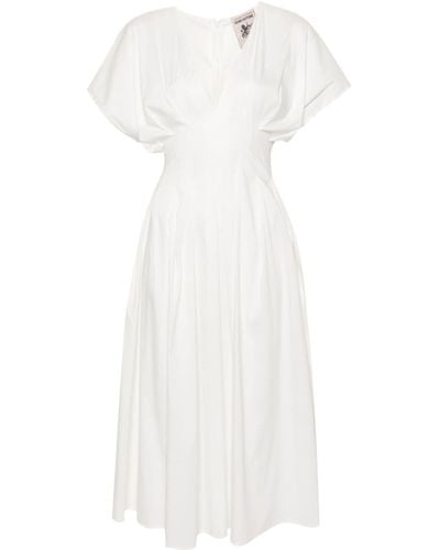 Semicouture Edda Pleat-detail Midi Dress - White