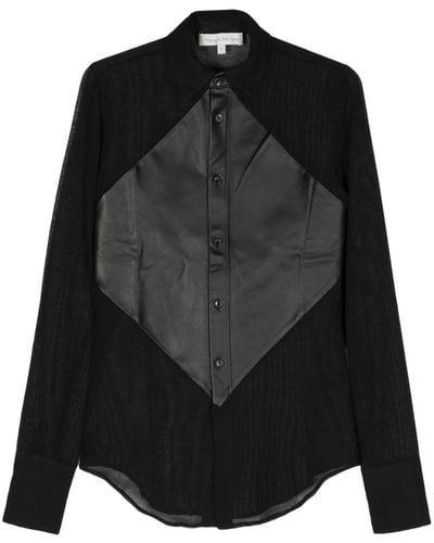 Ludovic de Saint Sernin Contrasting-panels Semi-sheer Shirt - Black