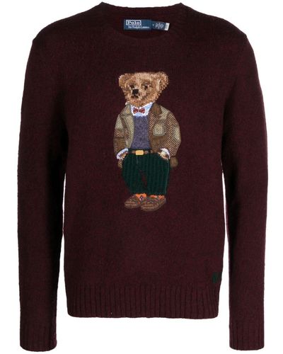 Polo Ralph Lauren Pull à logo brodé Bear - Marron