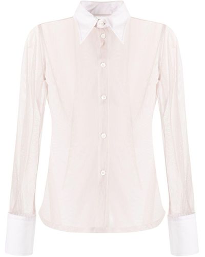 MM6 by Maison Martin Margiela Cotton-tulle Shirt - White