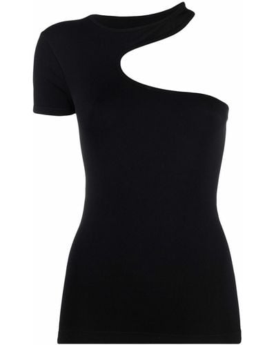 Helmut Lang Camiseta con aberturas - Negro