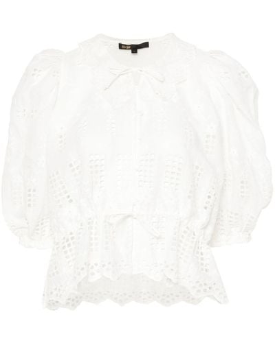 Maje Broderie-anglaise Short-sleeve Shirt - White