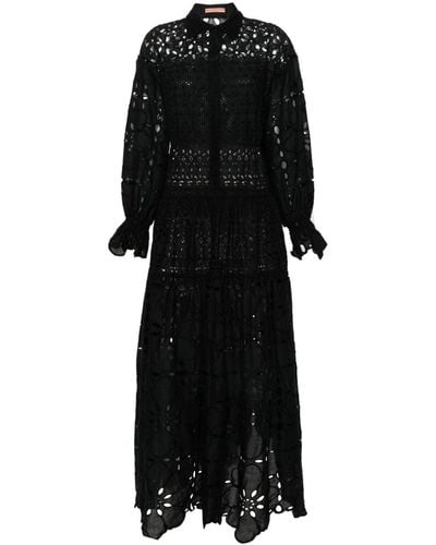 Ermanno Scervino Broderie-anglaise Long Shirt Dress - Black