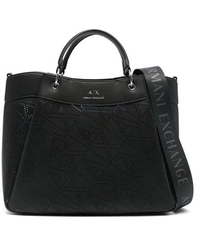 Armani Exchange Debossed-logo Tote Bag - Black