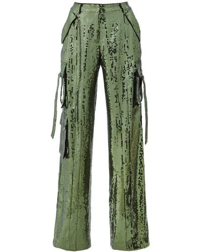 retroféte Pantalones Andre con lentejuelas - Verde