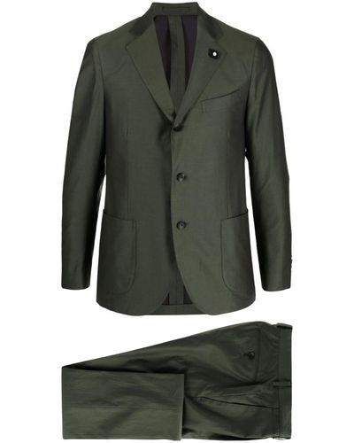 Lardini Einreihiger Anzug mit Anstecknadel - Grün