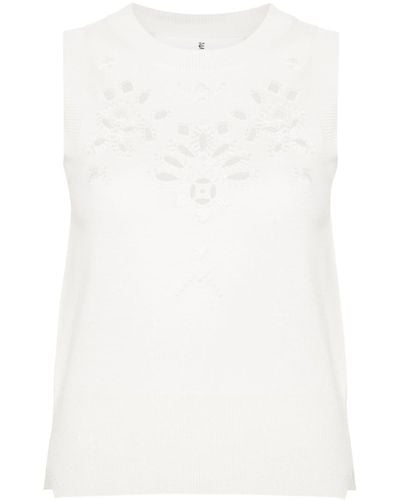 Ermanno Scervino Gilet à broderie anglaise - Blanc