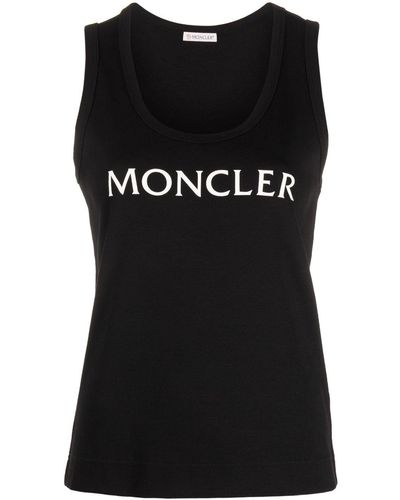 Moncler Top sin mangas con logo estampado - Negro