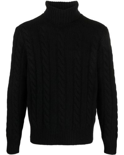 Polo Ralph Lauren Roll-neck Cable-knit Sweater - Black