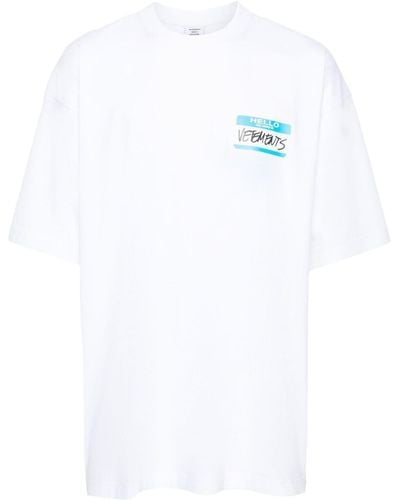 Vetements T-Shirt mit Namensschild - Weiß