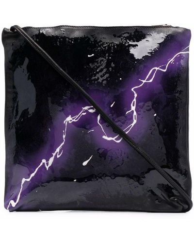 Guidi Thunder-print Shoulder Bag - Black
