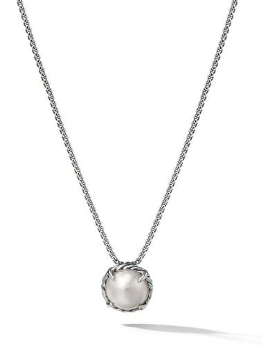 David Yurman Collar Petite Chatelaine en plata de ley con perla - Metálico