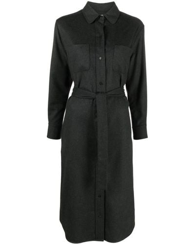 Thom Browne Silk-blend Midi Shirt Dress - Black